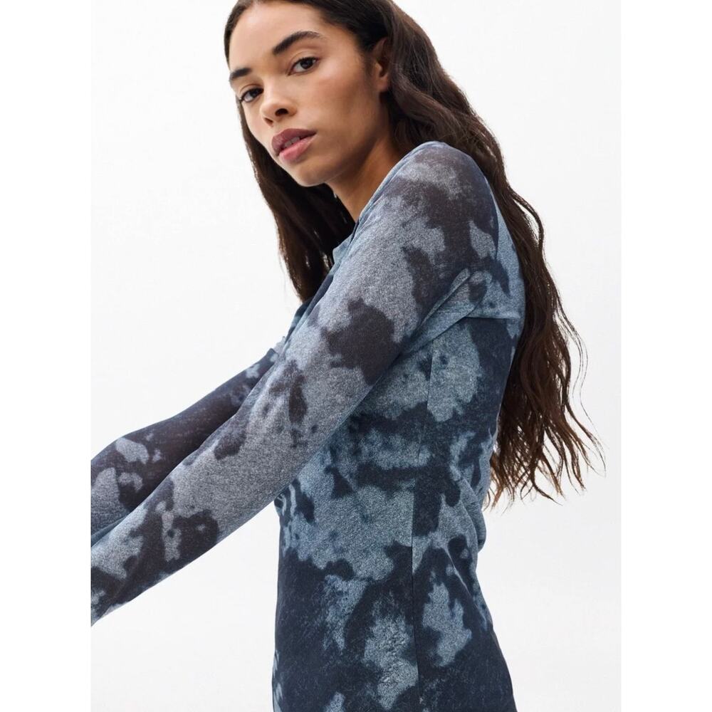 Rag & Bone Yana Printed Mesh Tee Silver Multi Long Sleeve XXS NWT - Picture 8 of 13